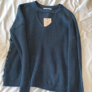 Cutout V and Laced Sides Sweater